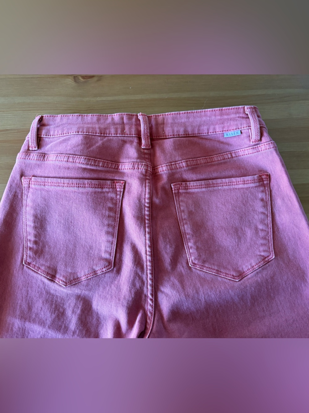 Risen Jeans High Rise Fray Wide Leg Crop Jeans Size 29 Brick - Picture 5 of 13